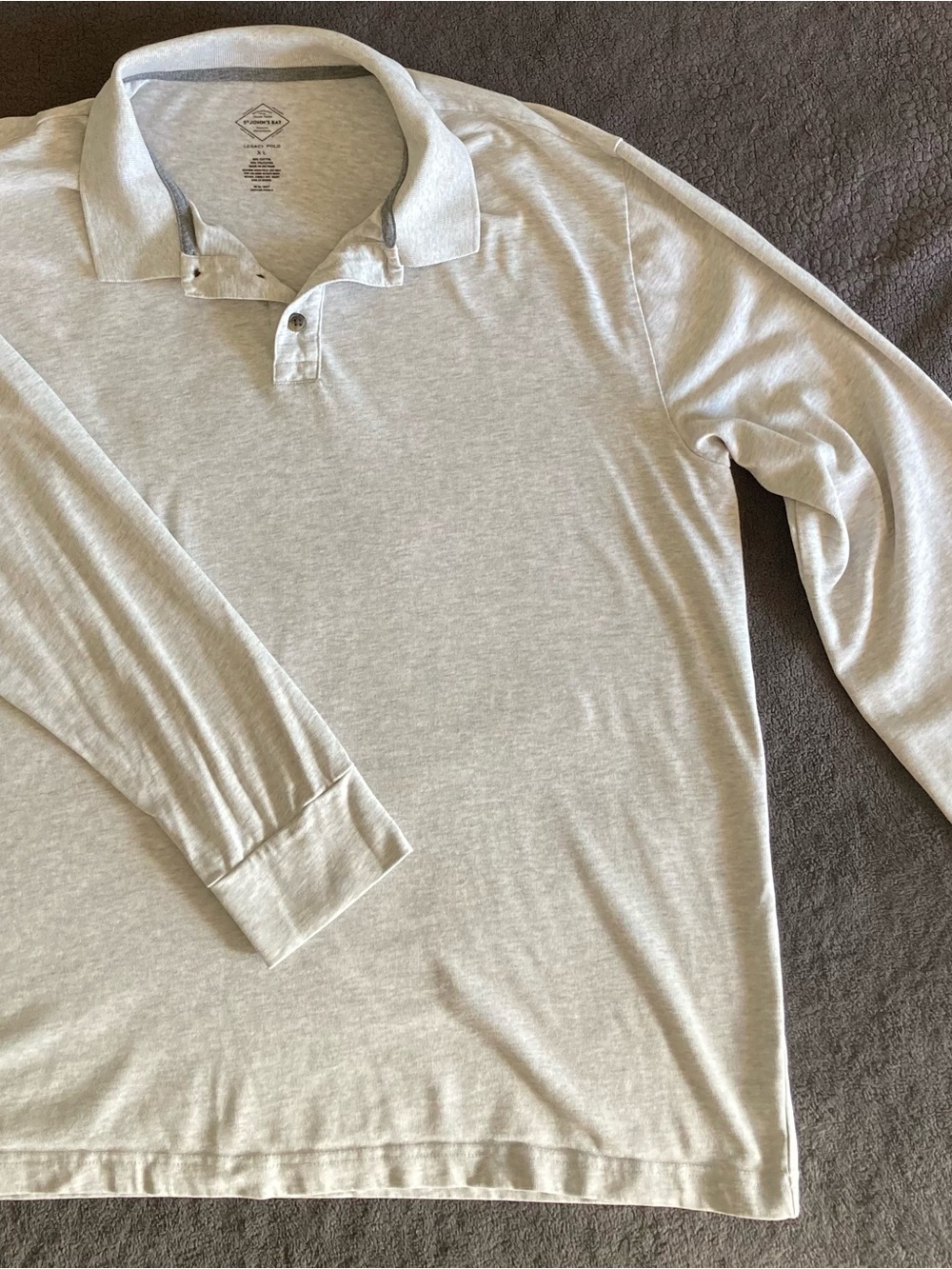 St. John's Bay Men's Long-Sleeve Polo - Light Gray